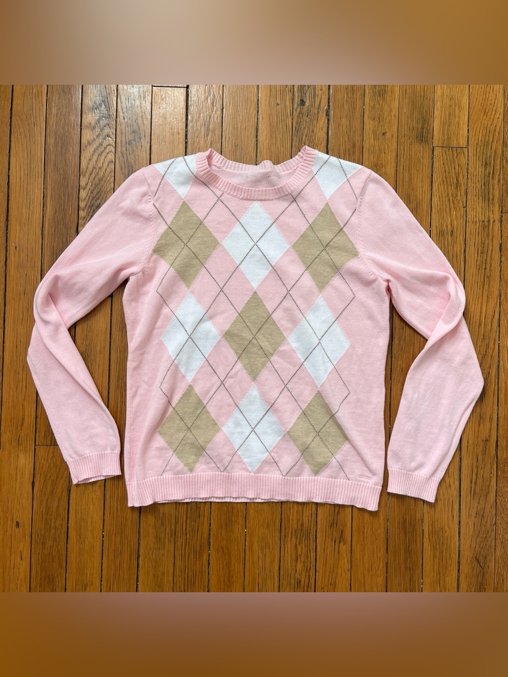 Izod Pink y2k Argyle Crewneck Sweater - Women's